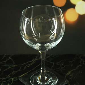 Engraved Set of 4 Cubata Gin Balloon 22.5oz Chicken Pattern Design