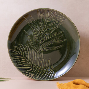 Mikasa Jardin Stoneware Round Serving Platter, 35.5cm, Green