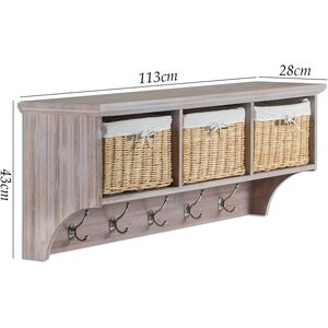 Tetbury Wall-Mounted Coat Rack with Storage Baskets