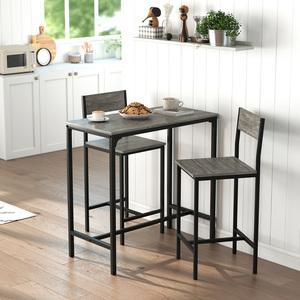 HOMCOM 3-Piece Bar Table Set with 2 Stools Footrest