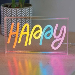 Neon LED Happy Light Sign Free Standing Lighting
