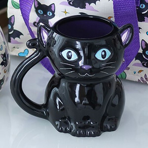 Ceramic Cute and Creepy Black Cat Mug