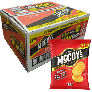 McCoys Plain Ready Salted Crisps Ridge Cut Box Pack of 20x65g