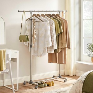 Adjustable Garment Rack, Coat Hanging Rail, Clothes Stand with Wheels
