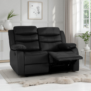 Roma 2 Seater Recliner Sofa - Black PU