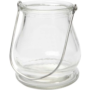 Rounded Glass Lantern with Metal Hanger 12 Pack