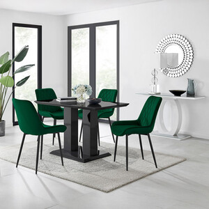 Imperia 4 Black Dining Table with 4 Pesaro Black Leg Chairs