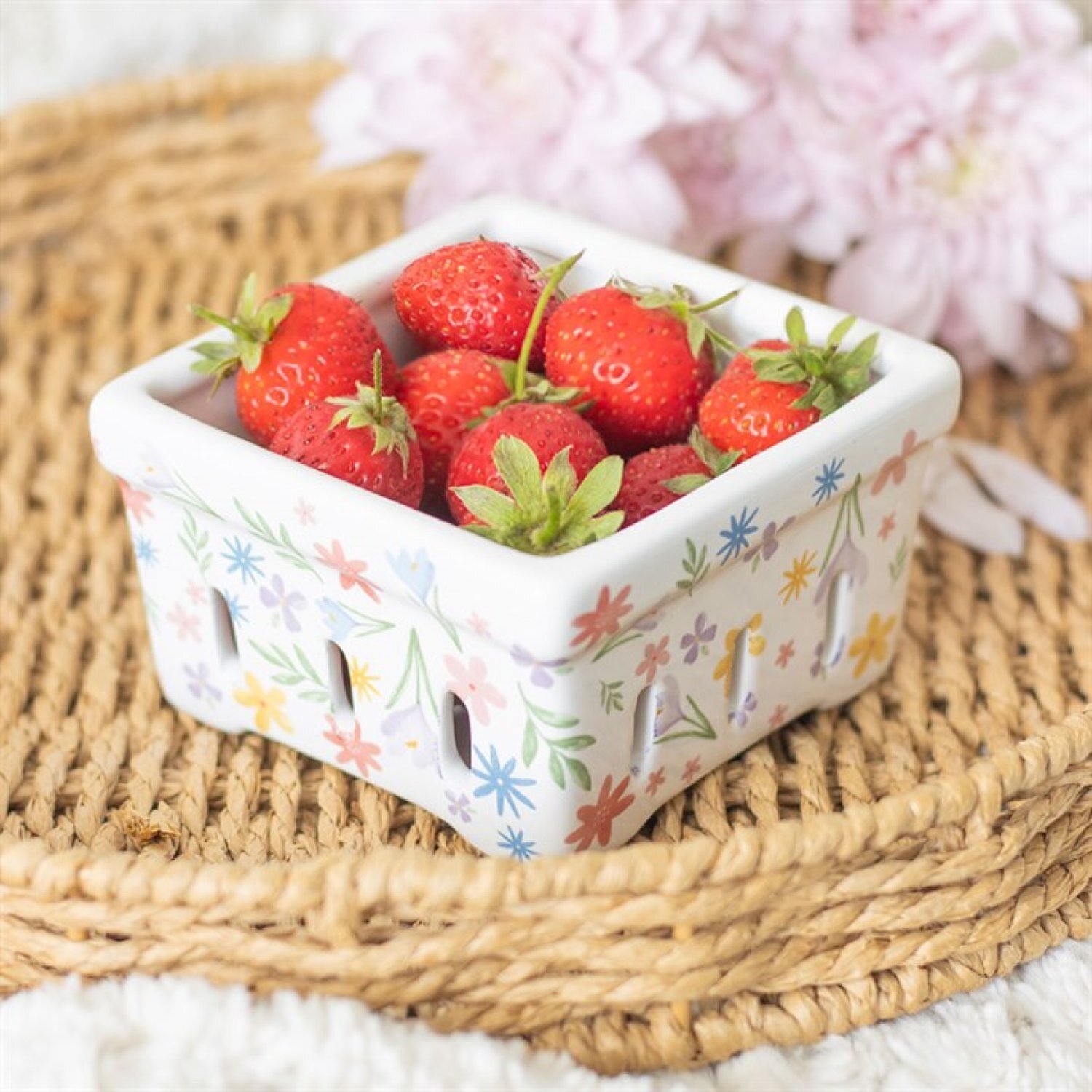 Image of Spring Floral Ceramic Berry Basket, Food&hellip;