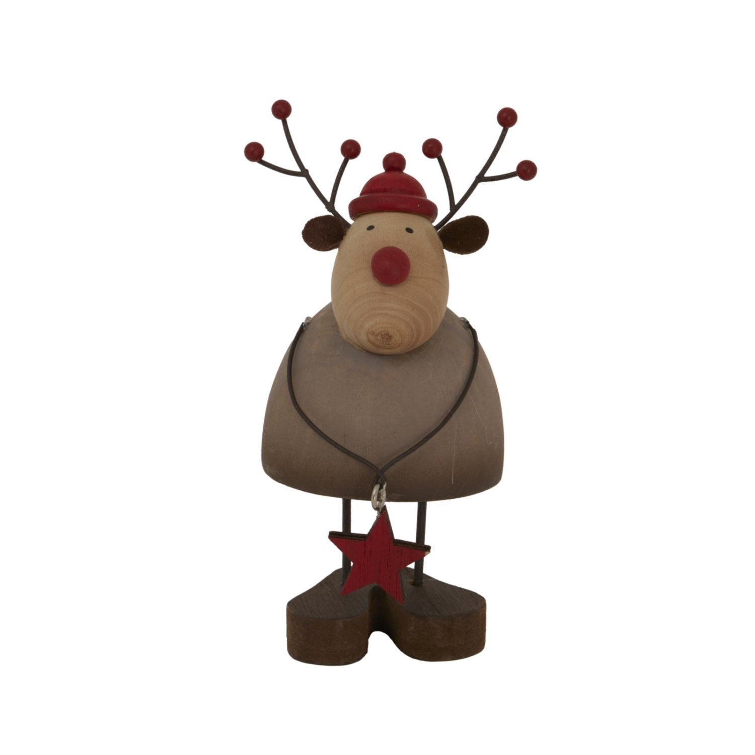Rustic Reindeer Ornament with Star Winter Holiday Decor - Maroon
