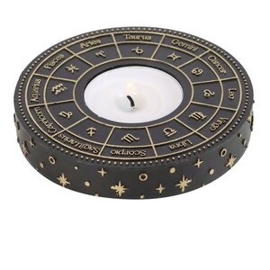 Astrology Wheel Tealight Candle Holder Celestial Gold Decor