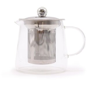 Elegant Flask Shaped Glass Infuser Teapot for Loose Leaf Tea
