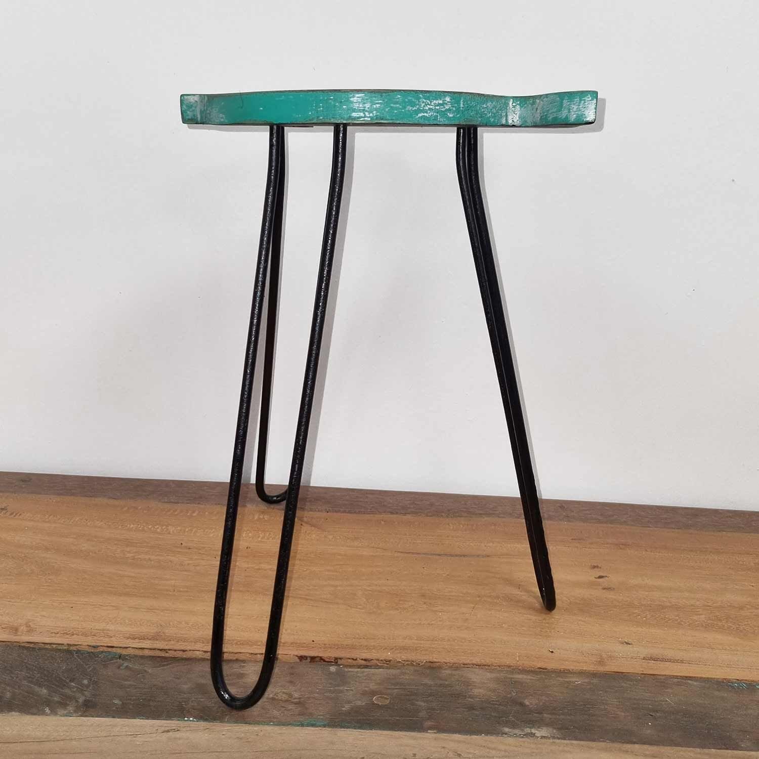 Albasia Wood Fish Stand Turquoise Handcrafted Plant Holder - Teal