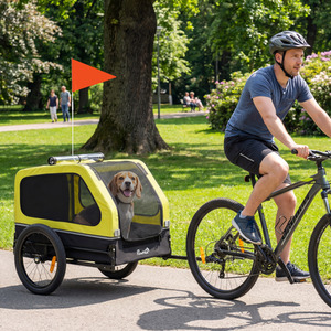 PawHut Dog Bike Trailer with Flip-Down Ramp Tailgate