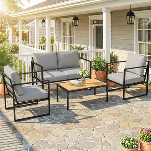 Outsunny 4 Piece Outdoor Garden Furniture Set with Slatted Table