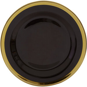 Ida Black Glass Dinner Plate with Gold Rim