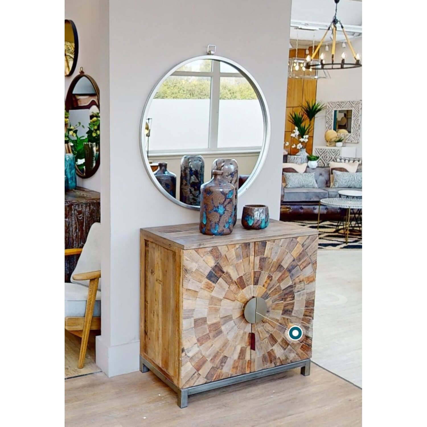 Josie Silver Octagon Wall Mirror - Silver