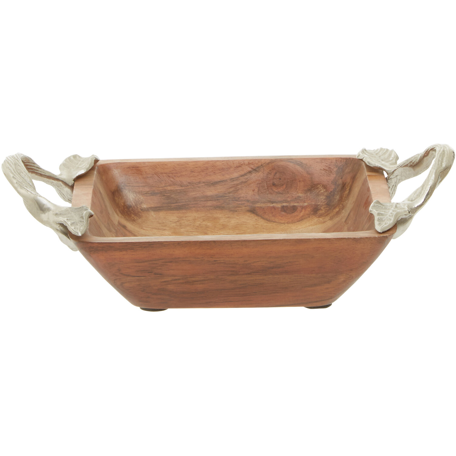 Vine Acacia Wood Square Bowl - Brown