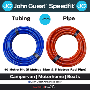 John Guest 5m RED & 5m BLUE 12mm Campervan Camper Motorhome Water Pipe 10m Kit