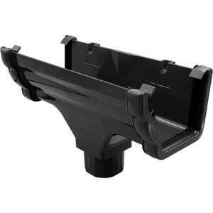 FloPlast Niagara Running Outlet Black - PVC-U Guttering Component - RON1