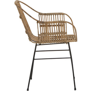 Java Natural Rattan With Black Metal Armchair