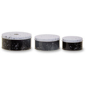 Paice Set Of Three Black And White Storage Tins