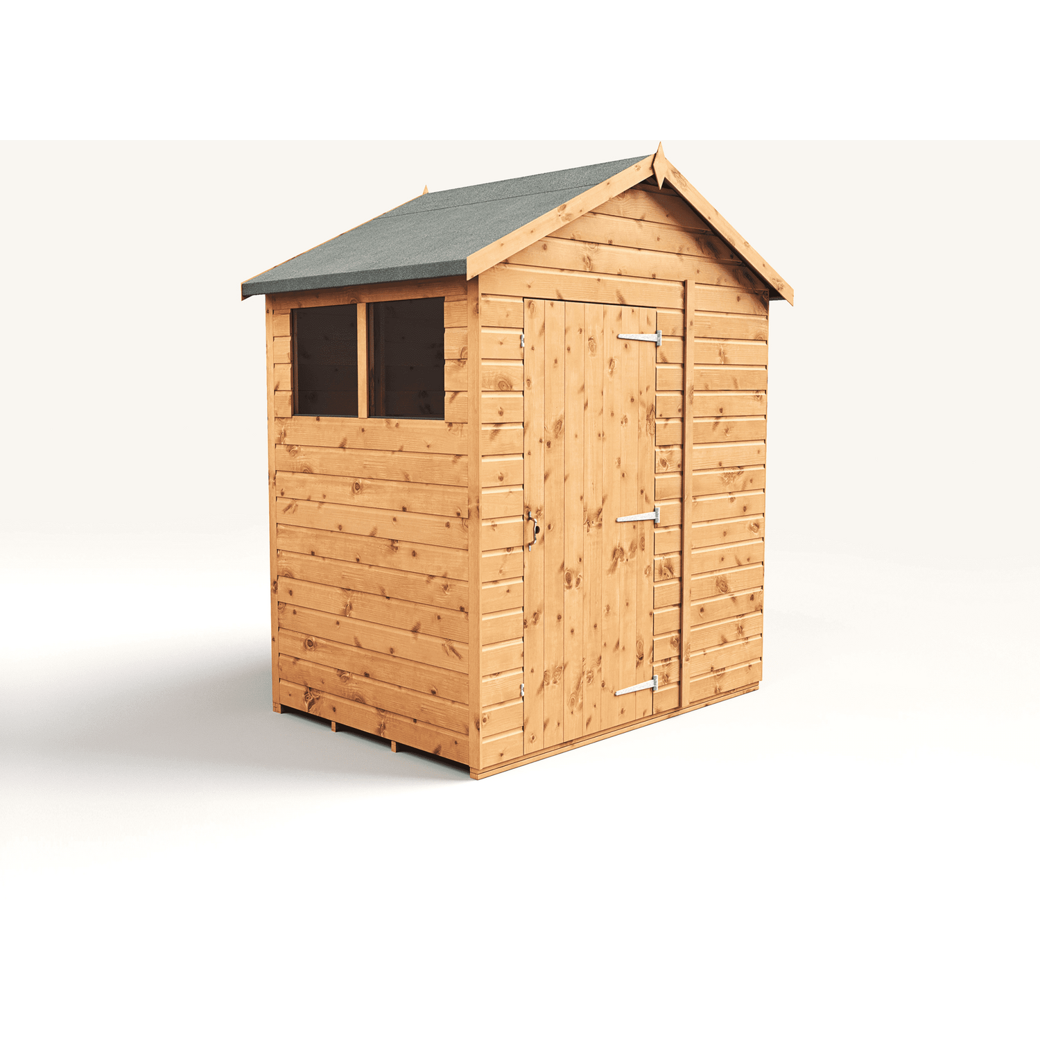 Empire 6x4 Modular Apex Garden Shed with a Single Door & Windows - Brown