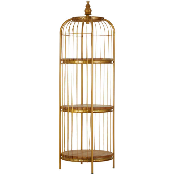 Mantis Medium Gold Finish Birdcage Shelf Unit