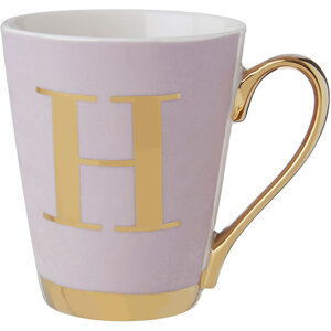 Frosted Deco Lilac Monogram Mug, H
