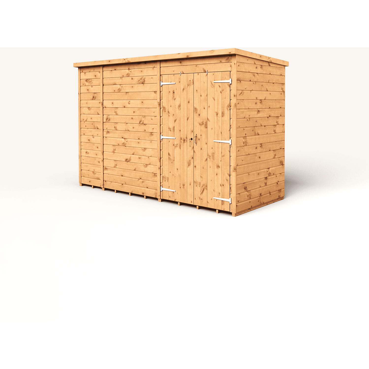 Empire 10x4 Modular Pent Garden Shed with a Double Door - Brown