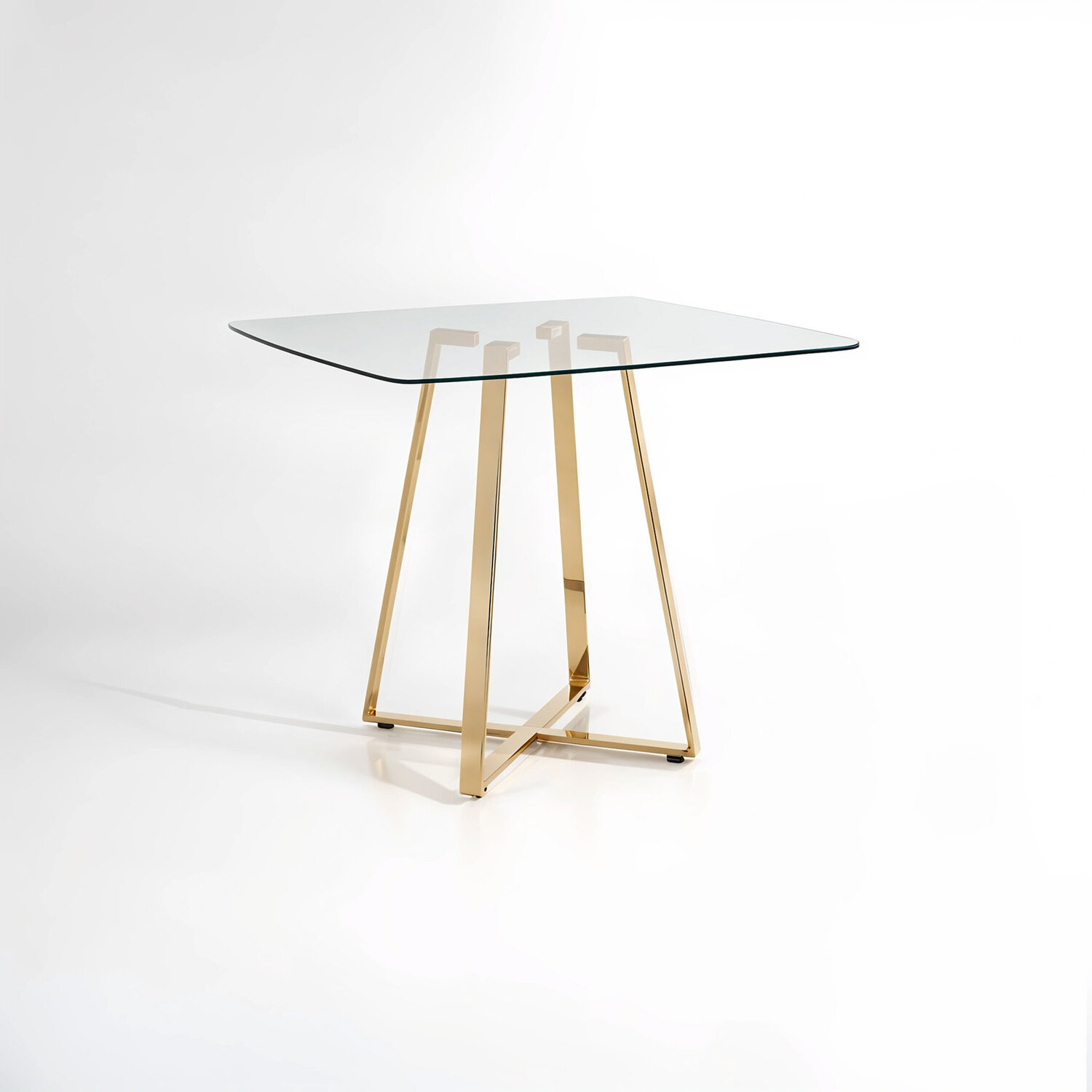 Metropolitan Square Glass Dining Table with Gold Finish Legs - Gold