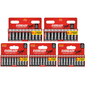 20x AA & 30x AAA Eveready Super Heavy Duty Zinc Batteries (50x Batteries)