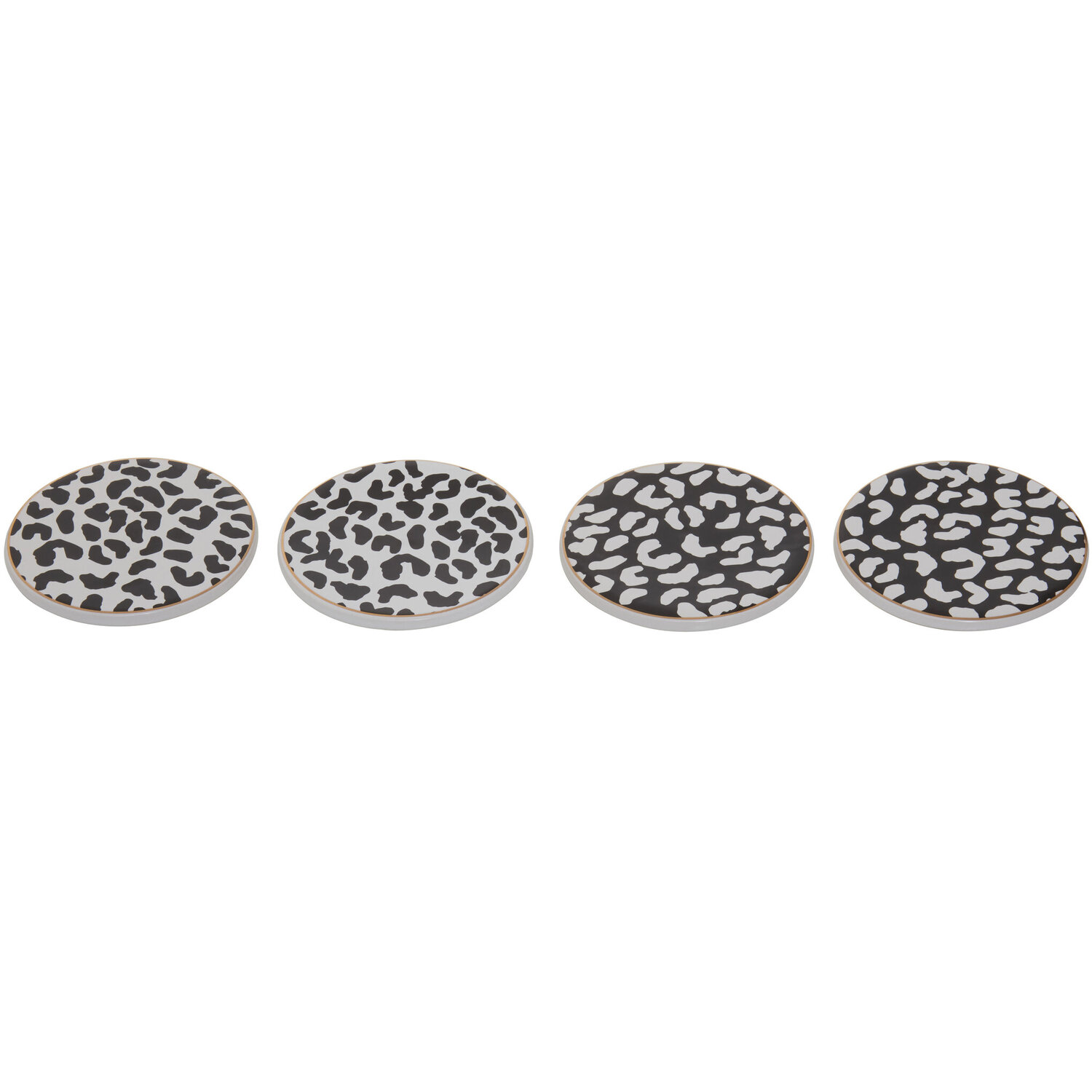 London Leo Set Of Four Coasters - Black & White