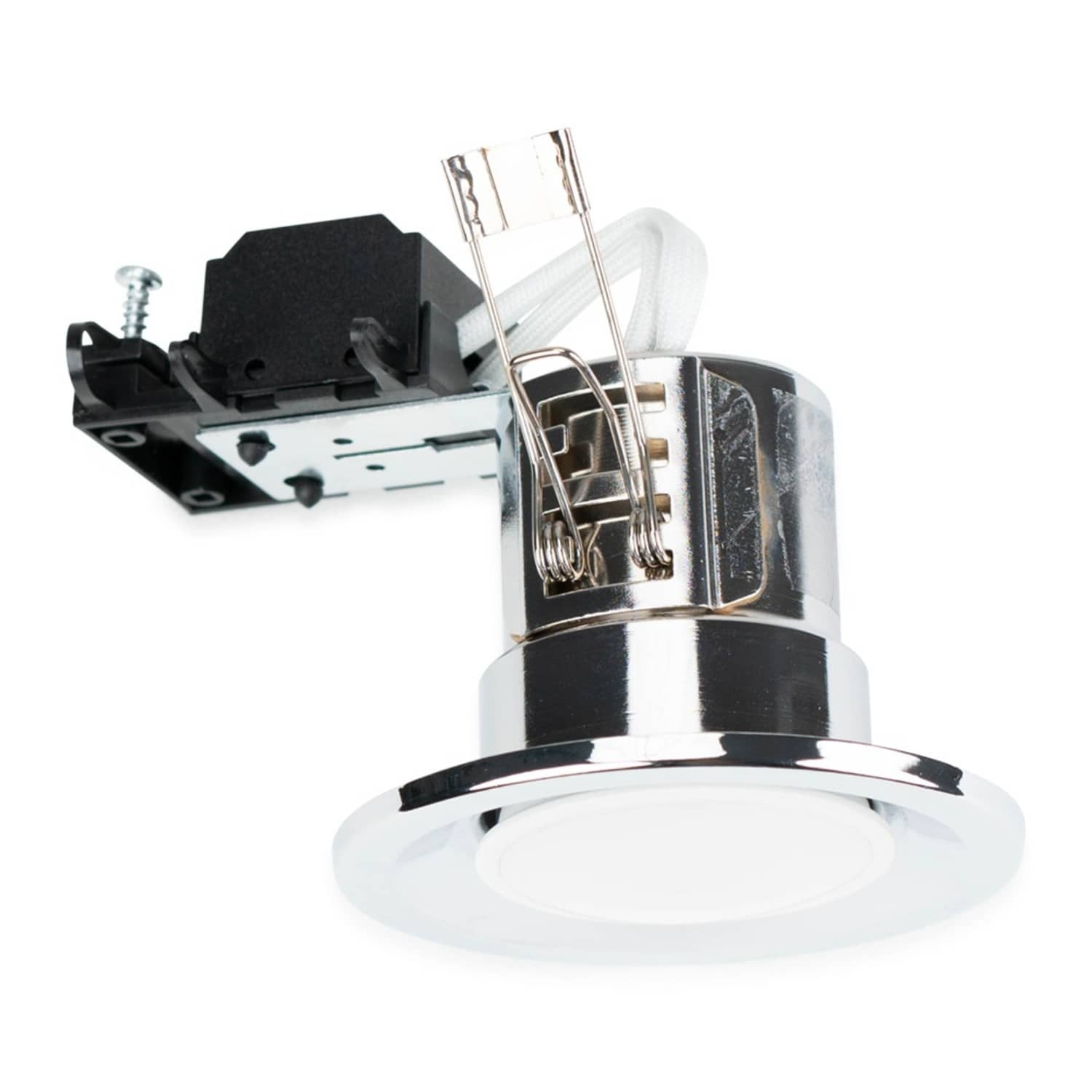 Valuelights Downlight Fire Rated Ceiling Light Fitting 20 Pack - Chrome / 8Cm / 5W