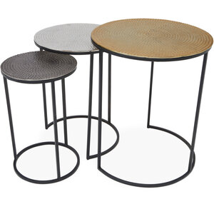 Elias Set of Three Hammered Metal Nesting Tables