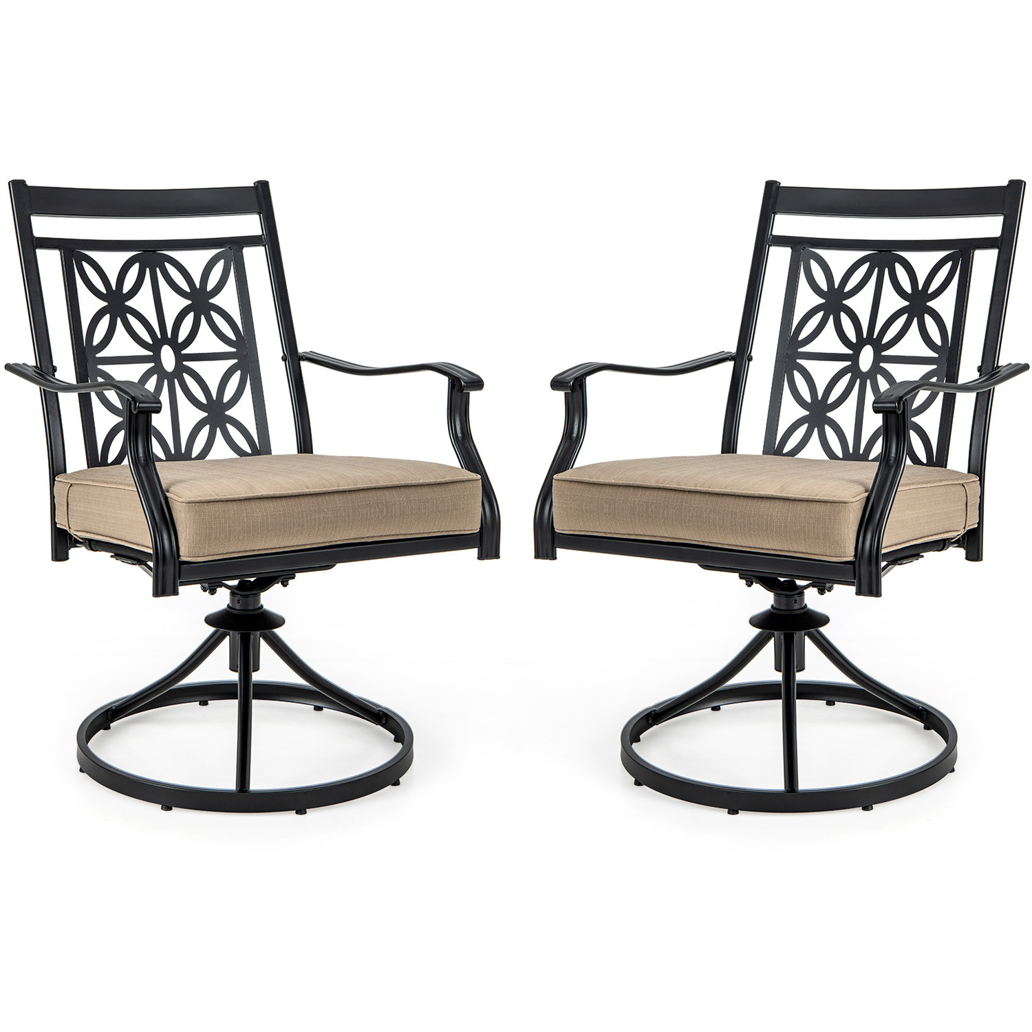Patio Swivel Chair Set Of 2 - Brown