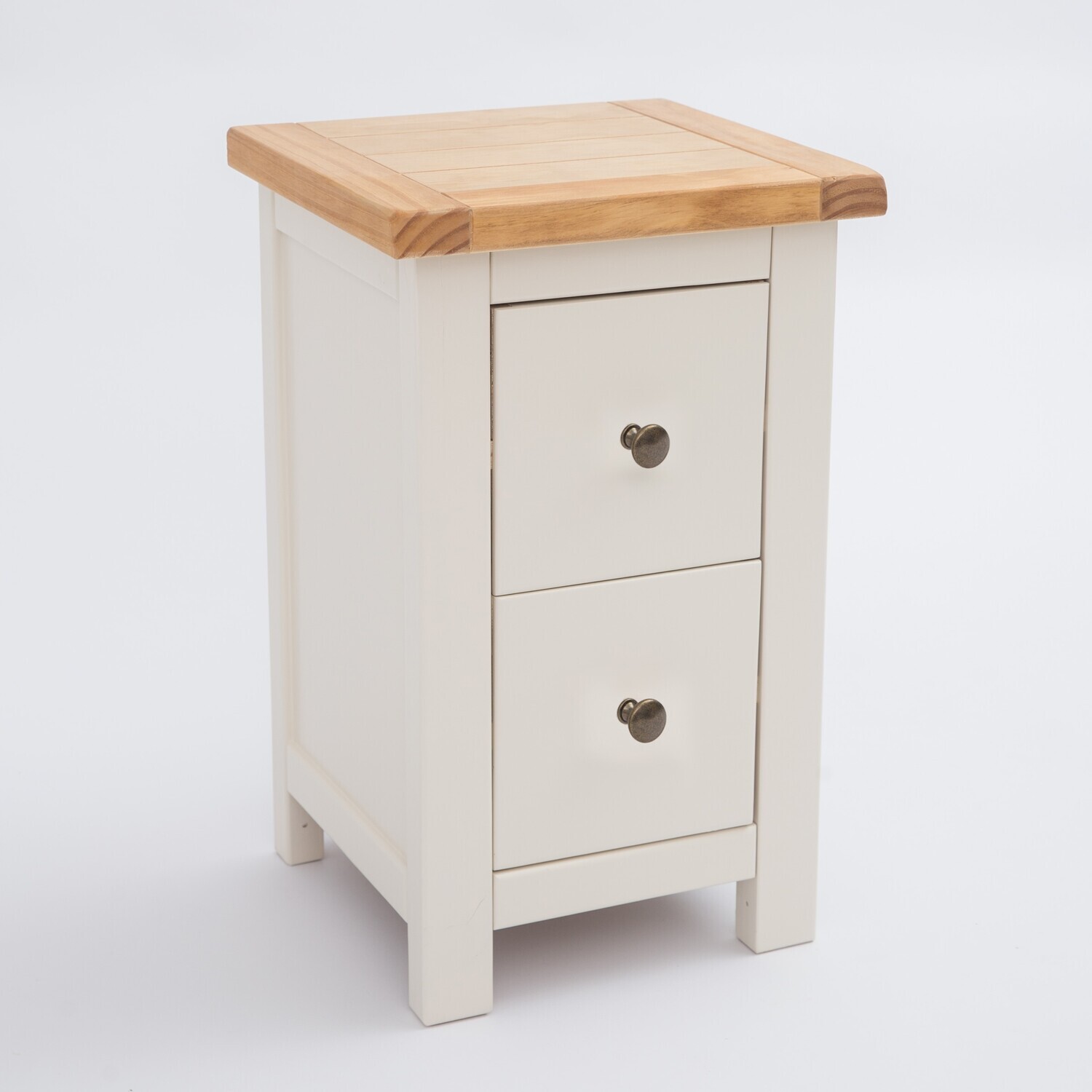 Cabinet Bits Maggiori 2 Drawer Petite Bedside Cabinet - White / Brass Knob