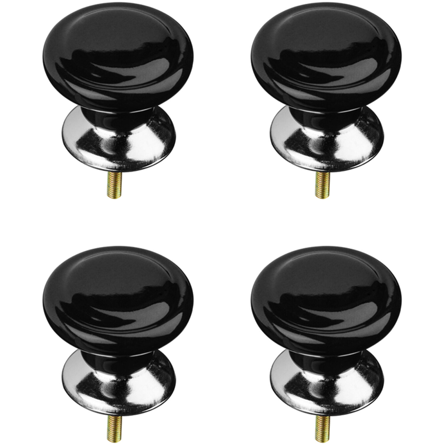 Interiors By Premier Set Of 4 Classic Design Black Ceramic Drawer Knobs - Black