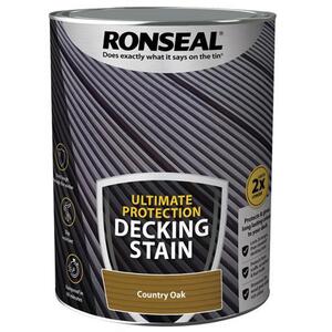 Ronseal Ultimate Protection Decking Stain Country Oak 5L - 39111 - Durable Wood Protection