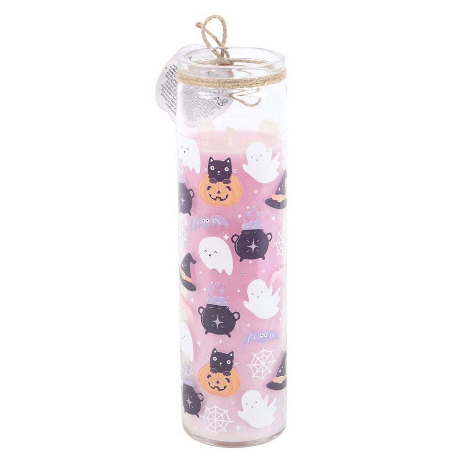 Something Different Candy Apple Pastel Halloween Tube Candle - Pink/Black/White