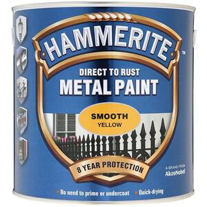 Hammerite Direct To Rust Smooth Finish Metal Paint Yellow 2.5L - 5084877