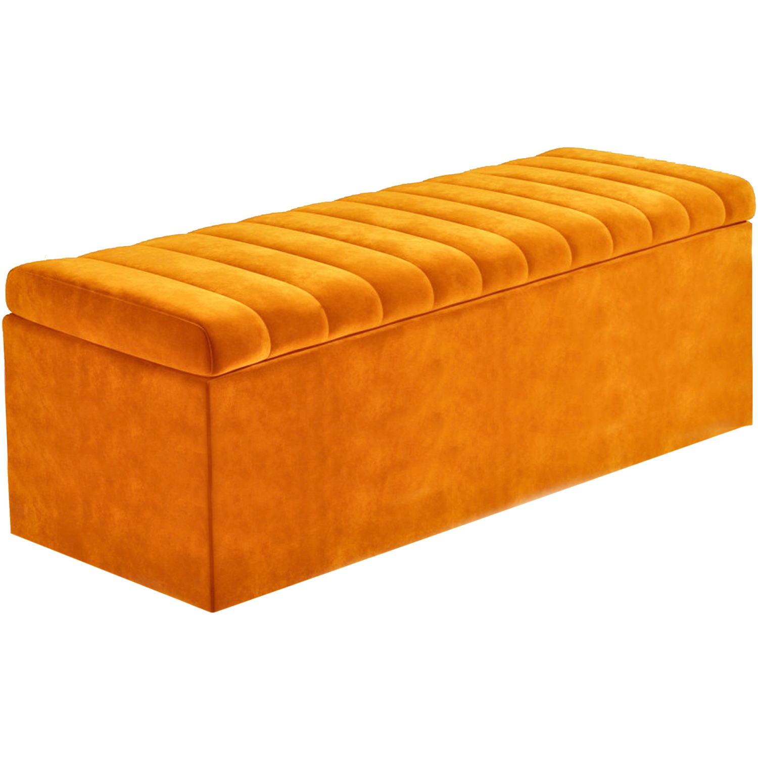 R&M Furnishers Plush Velvet Striped Upholstered Blanket Chest - Burnt Orange Plush Velvet
