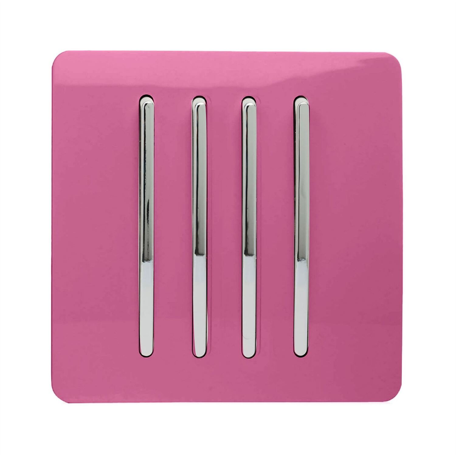 Trendi 4 Gang 2 Way Artistic Modern Glossy 10 Amp Rocker Tactile Light Switch Pink - Image 3