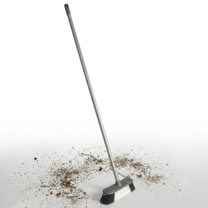 2 x Metallic Grey 3pcs Indoor Sweeping Broom With Metal Handle