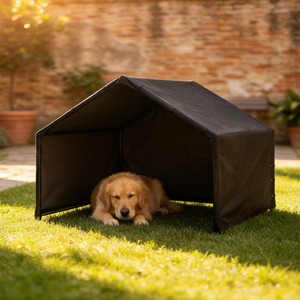 PawHut Dog Shade Shelter, Outdoor Dog House with Canopy