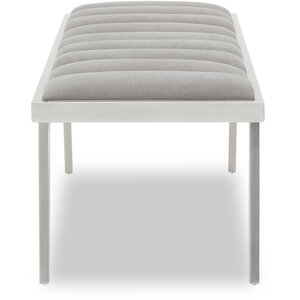 Gilden Grey Velvet Bench with Brused Silver Frame