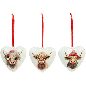 Set of 3 Highland Cow Decorations