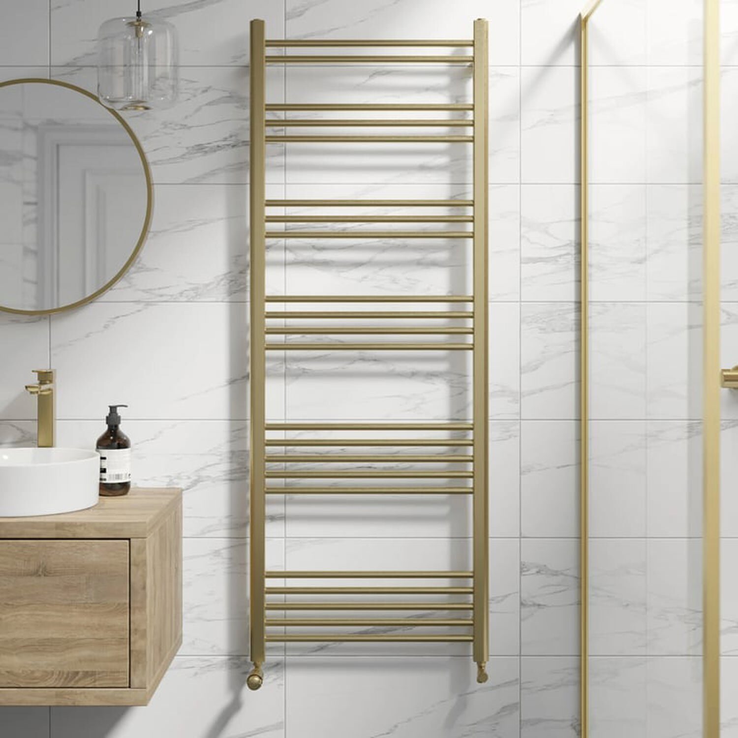 Temprazo 1200 X 450Mm Curved Bar Heated Towel Radiator - Brushed Brass - Brushed Brass / 1600Mm