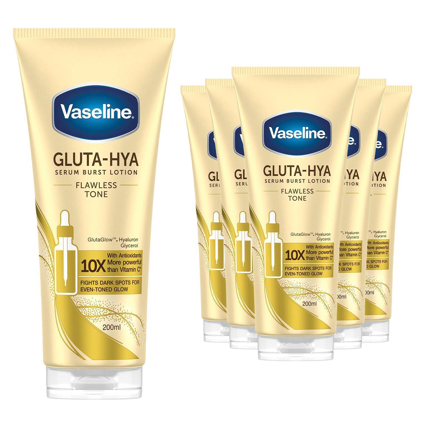 Vaseline White Gluta-Hya Flawless Tone Serum Burst Body Lotion 200Ml, 6 Pack In - Image 5