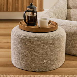 icon Woven Milano Round Footstool Bean Bag, Natural