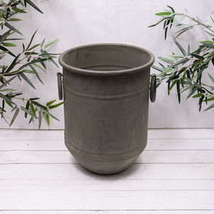 Vintage Green Galvanised Metal Flower Pots